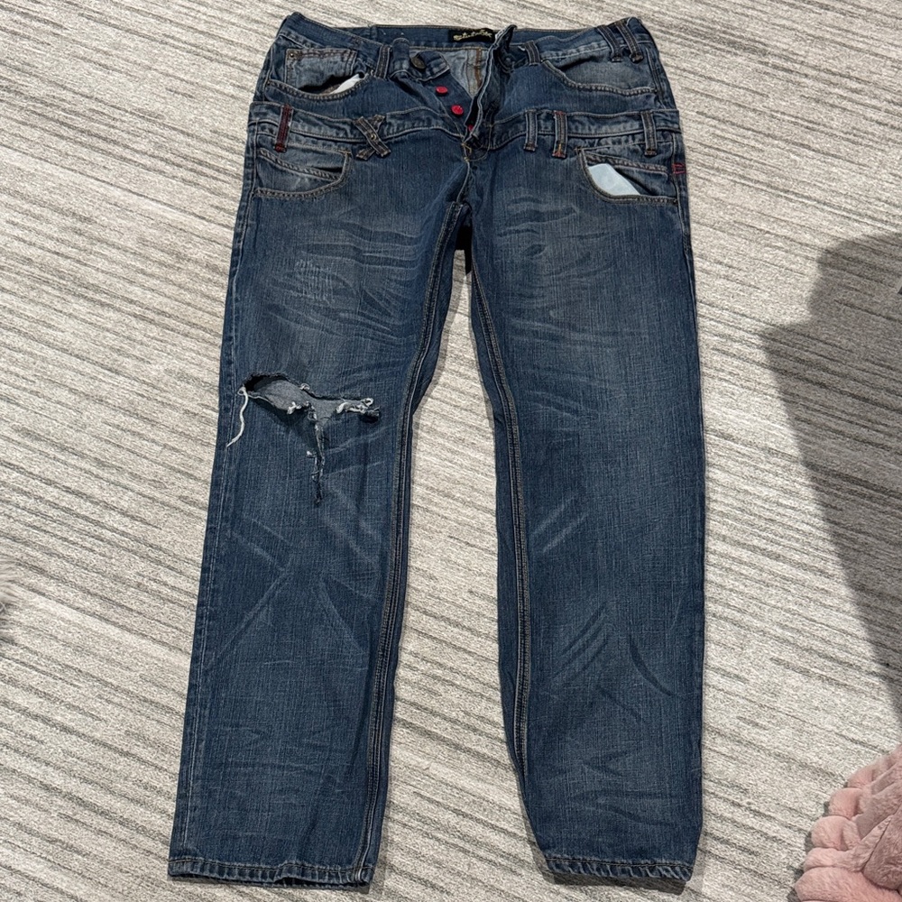 Men's Dark Blue Straight Leg Jeans